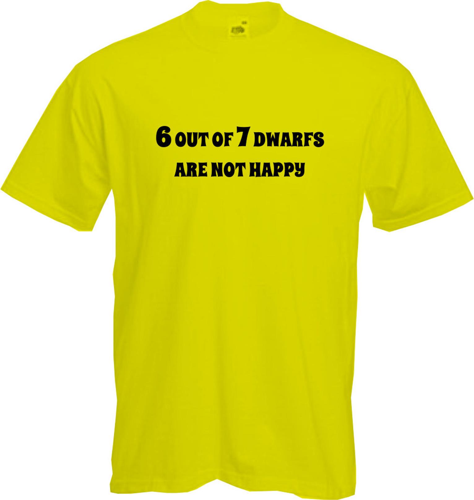 Clever Quality 6 OUT OF 7 DWARFS ARE NOT HAPPY Funny Disney T Shirt NEW 